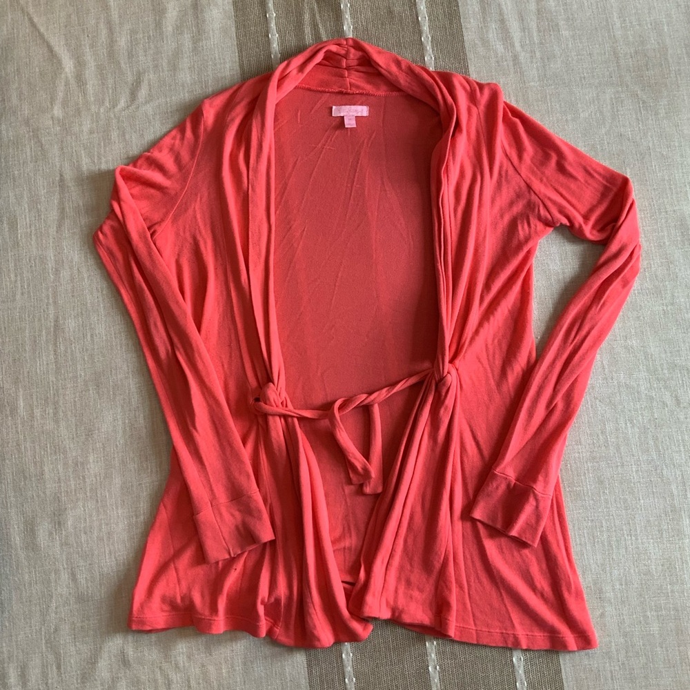 LILLY PULITZER Abington Tie-close Cardigan in Coral